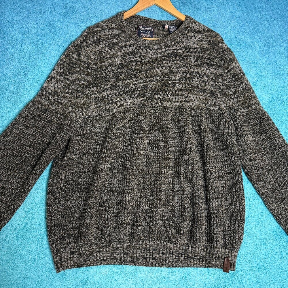 Rumors Mens XL Vintage Pullover Sweater Colorblock Crewneck 90s Style Knit Retro